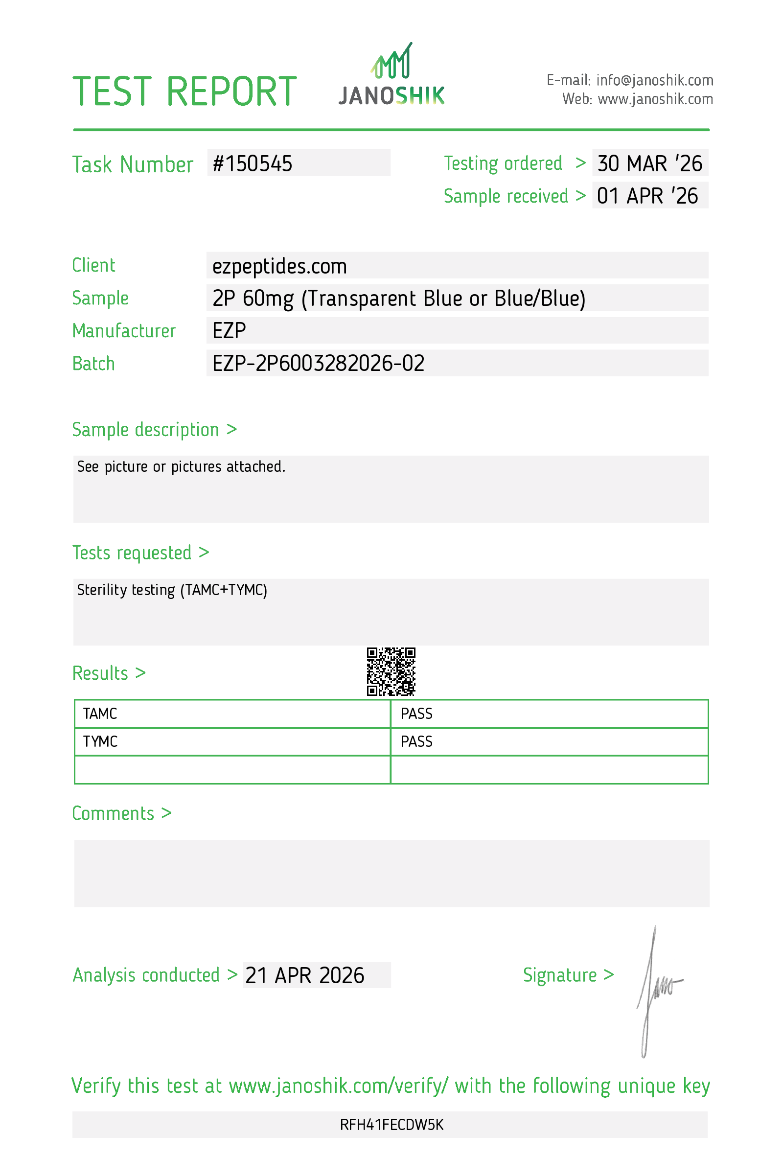 EZP-2P 60mg – (10 vials/Kit)