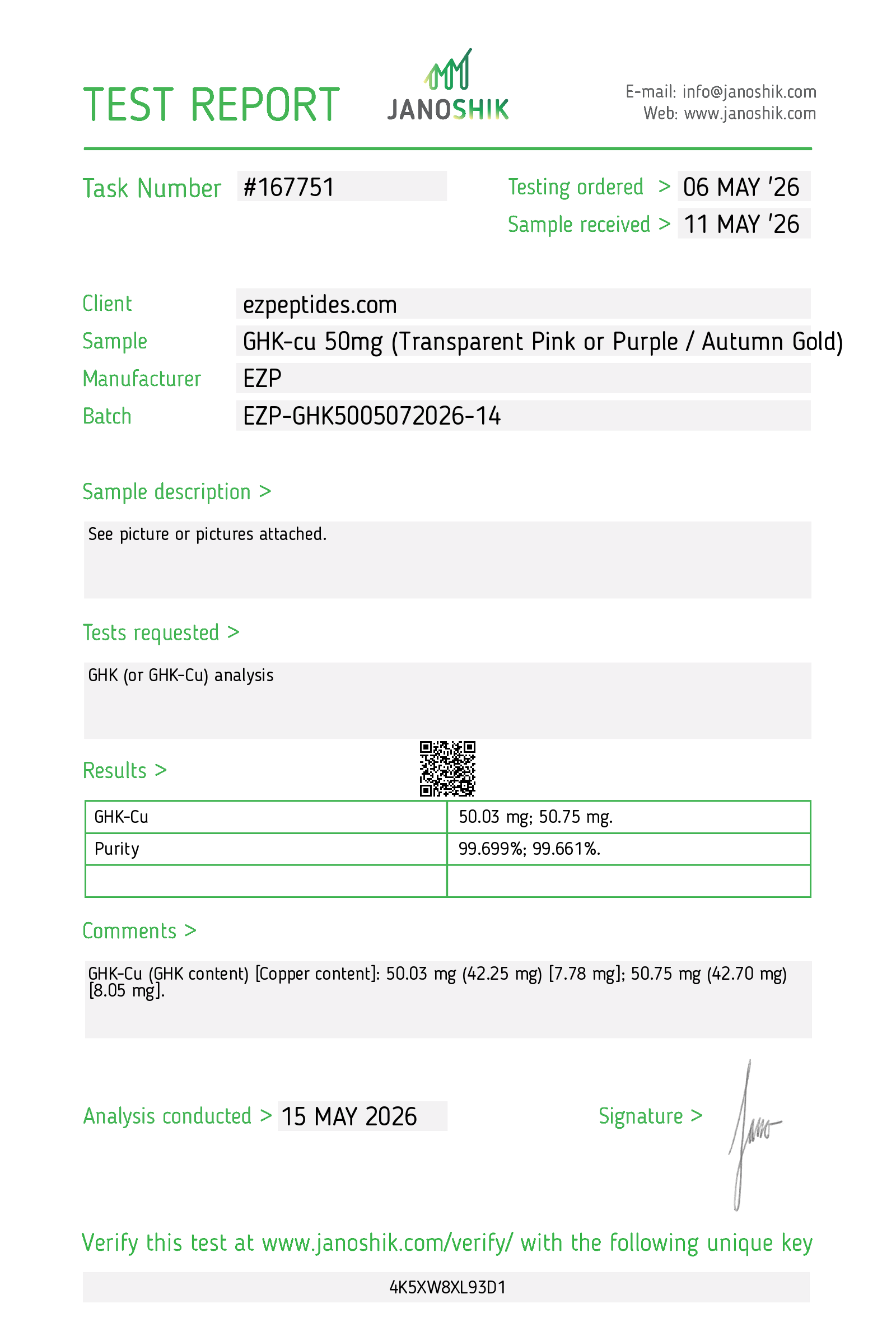 GHK-Cu Lyophilized 50mg
